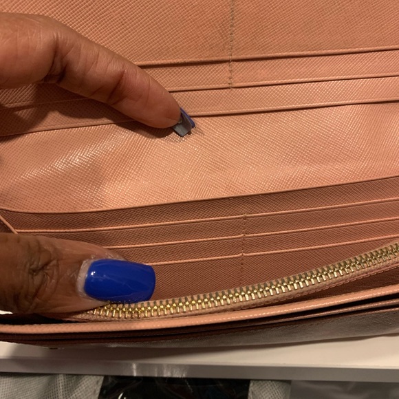 PRADA Pink Saffiano Lux Leather Metal Bar Flap Continental Wallet - Picture 6 of 8